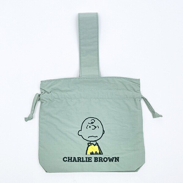 スヌーピー チャーリーブラウン 巾着バッグ アップリケ刺繍 ランチ SNOOPY