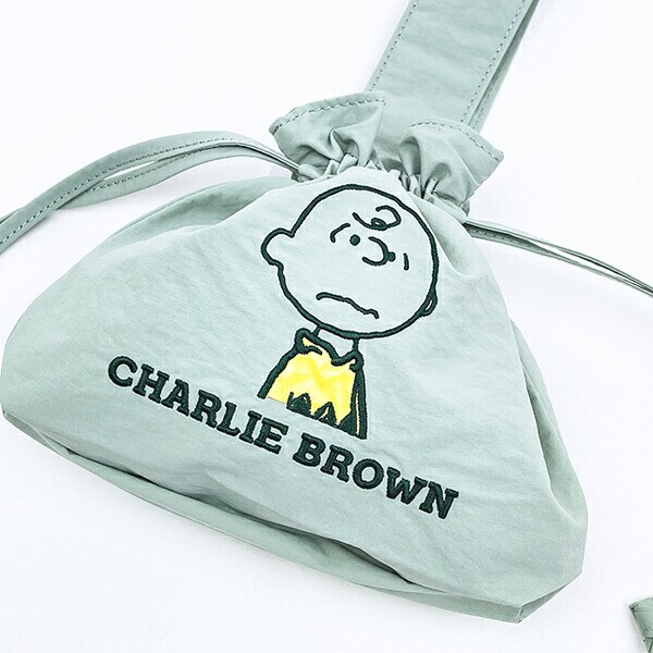 スヌーピー チャーリーブラウン 巾着バッグ アップリケ刺繍 ランチ SNOOPY