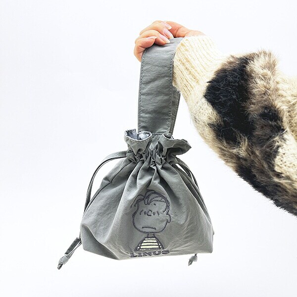 スヌーピー ライナ 巾着バッグ アップリケ刺? ランチ SNOOPY