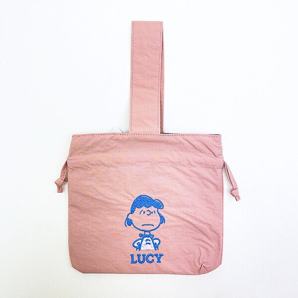 スヌーピー ルーシー 巾着バッグ アップリケ刺? ランチ SNOOPY