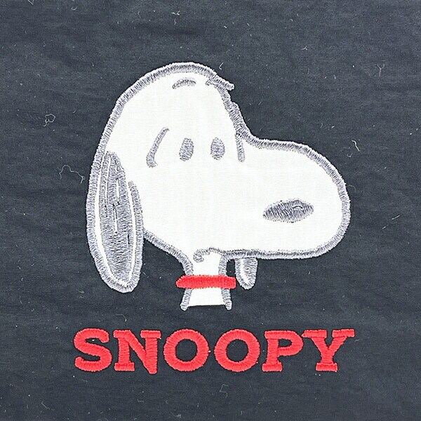 スヌーピー アップリケ刺繍 スクエアポーチ ブラック SNOOPY