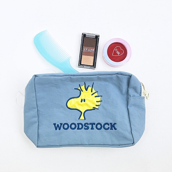 スヌーピー ウッドストック スクエアポーチ アップリケ刺繍 SNOOPY