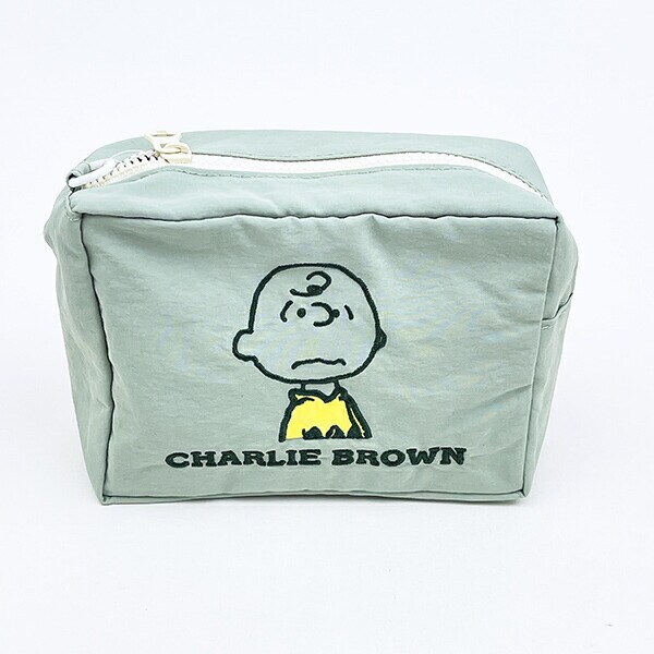 スヌーピー チャーリーブラウン スクエアポーチ アップリケ刺繍 SNOOPY