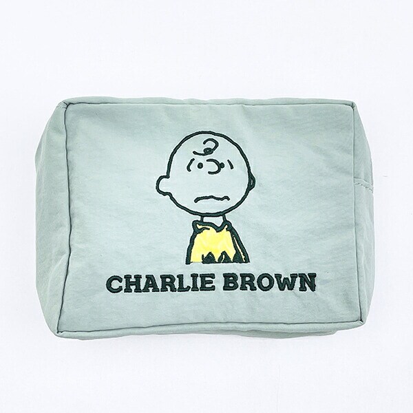 スヌーピー チャーリーブラウン スクエアポーチ アップリケ刺繍 SNOOPY