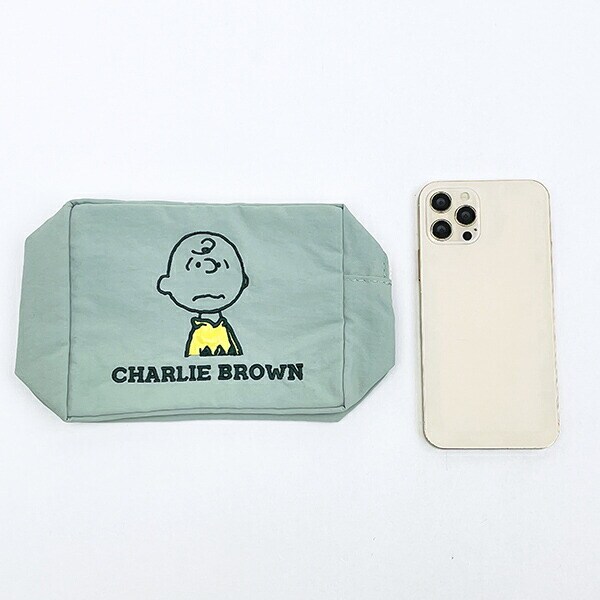 スヌーピー チャーリーブラウン スクエアポーチ アップリケ刺繍 SNOOPY