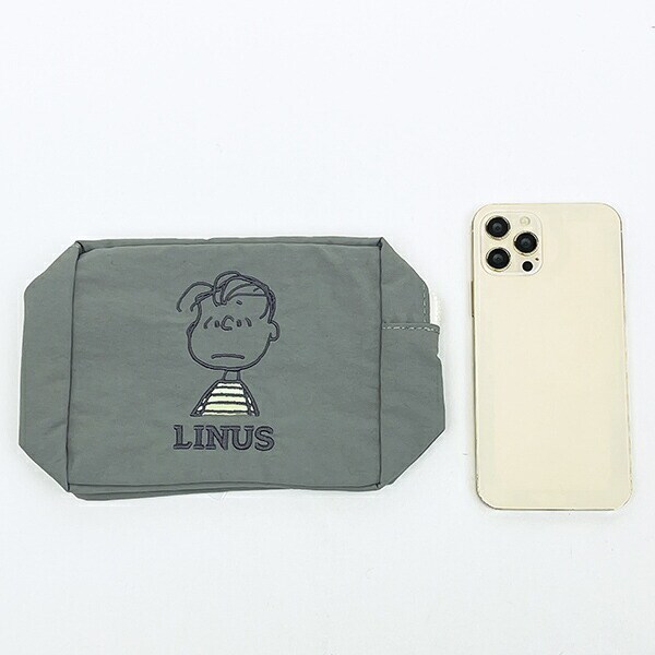 スヌーピー ライナス スクエアポーチ アップリケ刺繍 SNOOPY