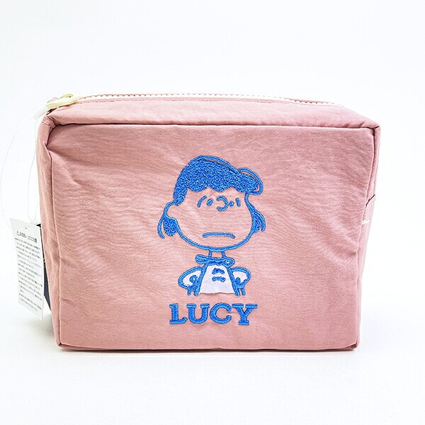 スヌーピー ルーシー スクエアポーチ アップリケ刺? SNOOPY