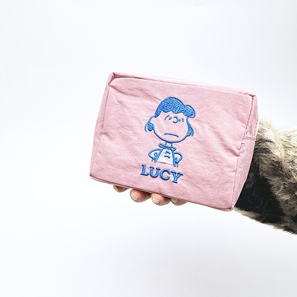 スヌーピー ルーシー スクエアポーチ アップリケ刺? SNOOPY
