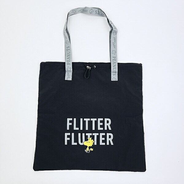 スヌーピー ウッドストック 巾着トートバッグ ブラック SNOOPY