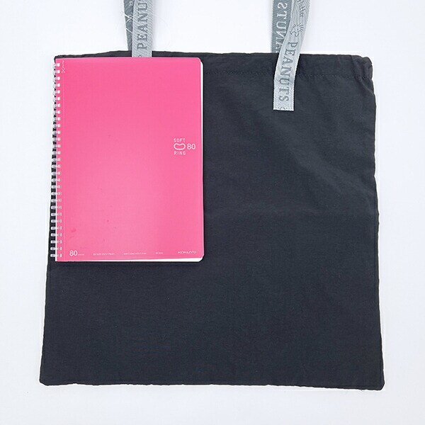 スヌーピー ウッドストック 巾着トートバッグ ブラック SNOOPY