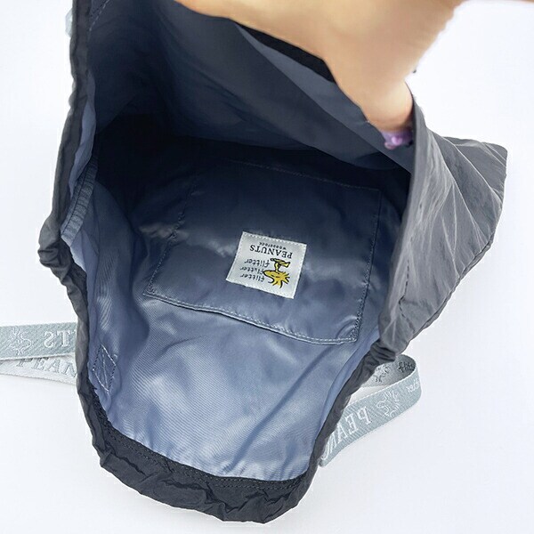 スヌーピー ウッドストック 巾着トートバッグ ブラック SNOOPY