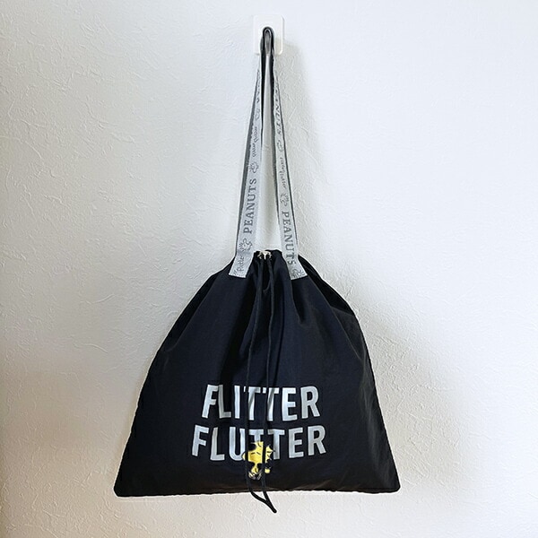 スヌーピー ウッドストック 巾着トートバッグ ブラック SNOOPY