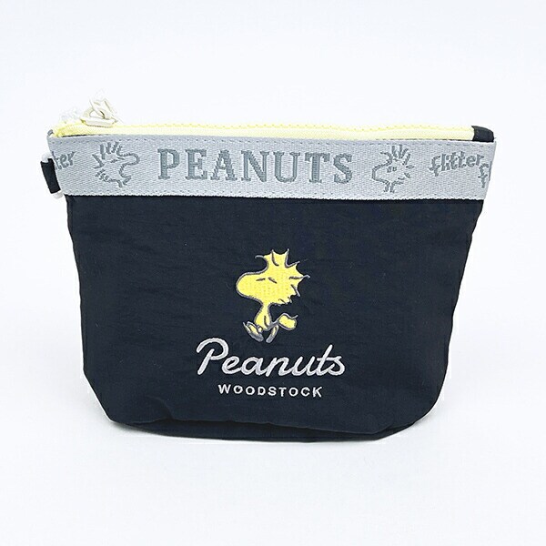 スヌーピー ウッドストック ラウンドボトムポーチ ブラック SNOOPY