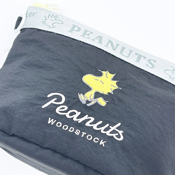 スヌーピー ウッドストック ラウンドボトムポーチ ブラック SNOOPY