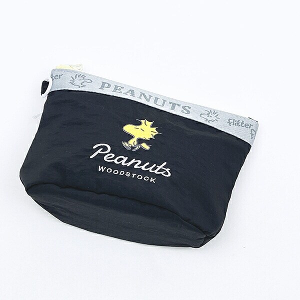 スヌーピー ウッドストック ラウンドボトムポーチ ブラック SNOOPY