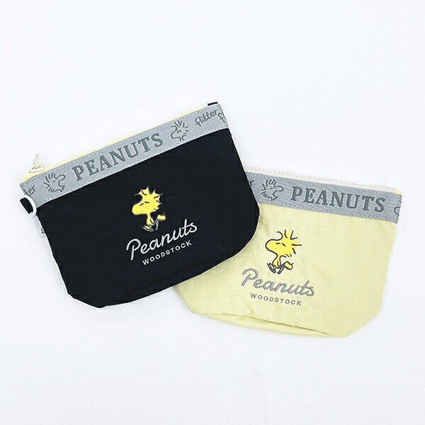 スヌーピー ウッドストック ラウンドボトムポーチ ブラック SNOOPY