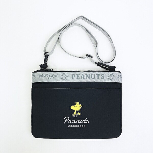 スヌーピー ウッドストック 2ルームショルダーバッグ ブラック SNOOPY