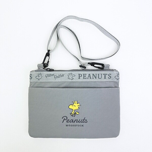 スヌーピー ウッドストック 2ルームショルダーバッグ グレー SNOOPY