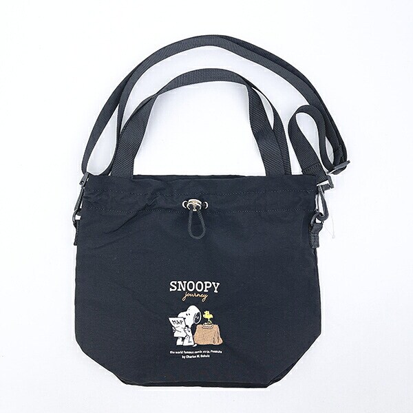 スヌーピー 巾着ショルダーバッグ ジャーニー ブラック SNOOPY
