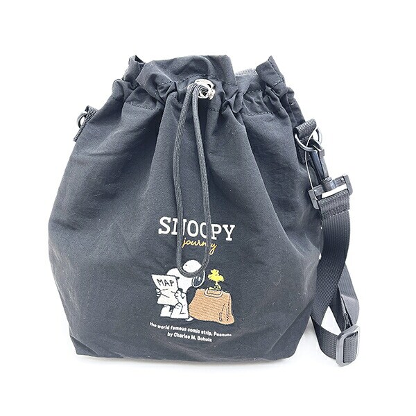 スヌーピー 巾着ショルダーバッグ ジャーニー ブラック SNOOPY