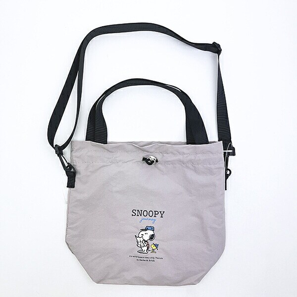 スヌーピー 巾着ショルダーバッグ ジャーニー グレー SNOOPY