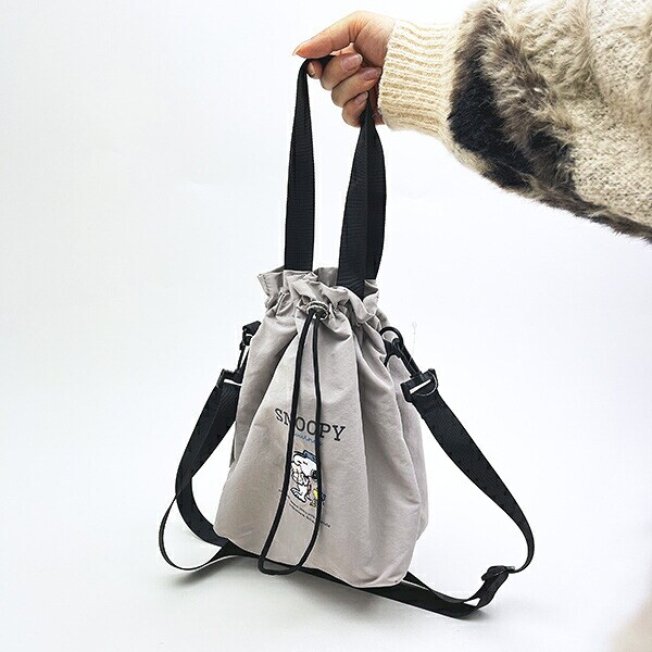 スヌーピー 巾着ショルダーバッグ ジャーニー グレー SNOOPY