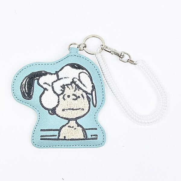 スヌーピー パスケース ダイカット刺繍 ブルー SNOOPY