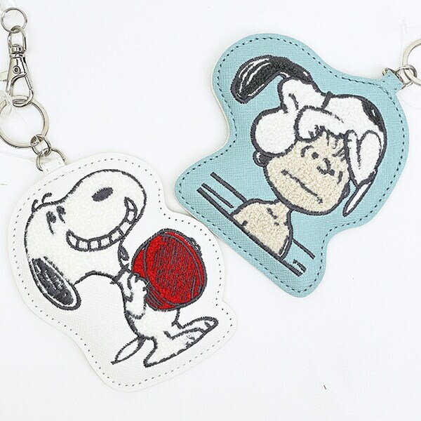 スヌーピー パスケース ダイカット刺繍 ブルー SNOOPY