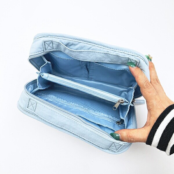 スヌーピー 仕切りポーチ (ブルー) コミックトラベルシリーズ SNOOPY