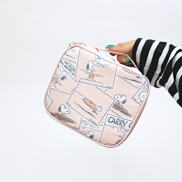 スヌーピー たためるボックスポーチ (ピンク) コミックトラベルシリーズ SNOOPY