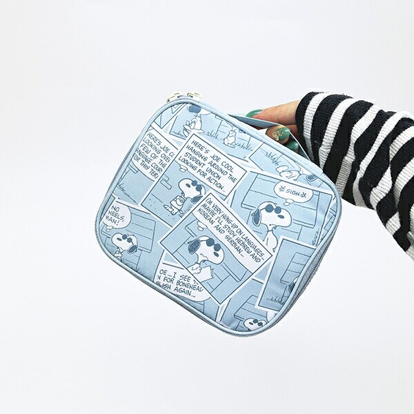 スヌーピー たためるボックスポーチ (ブルー) コミックトラベルシリーズ SNOOPY