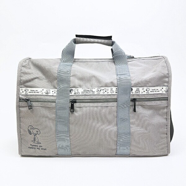 スヌーピー ボストンバッグ (ライトグレー) トラベル SNOOPY