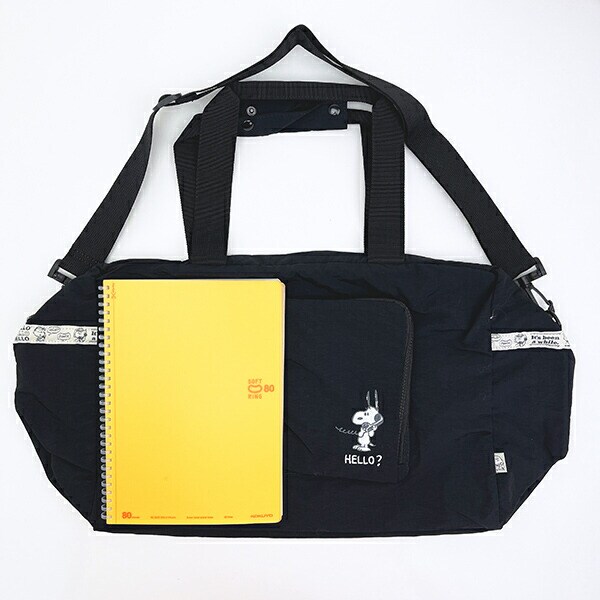 スヌーピー パッカブルボストン トラベルバッグ ブラック SNOOPY