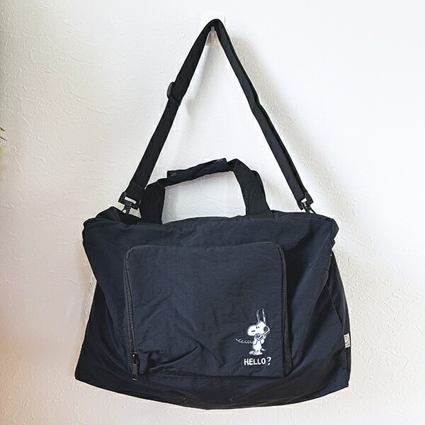 スヌーピー パッカブルボストン トラベルバッグ ブラック SNOOPY
