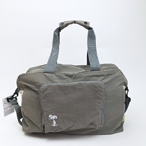 スヌーピー パッカブルボストン トラベルバッグ ライトグレー SNOOPY