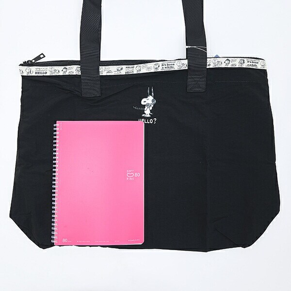 スヌーピー 巾着付きスーベニアトートバッグ (ブラック) トラベル SNOOPY