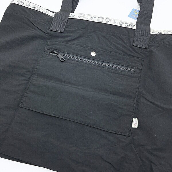 スヌーピー 巾着付きスーベニアトートバッグ (ブラック) トラベル SNOOPY