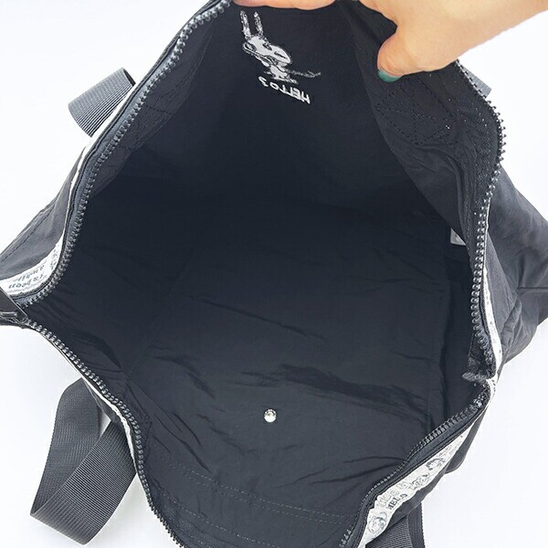 スヌーピー 巾着付きスーベニアトートバッグ (ブラック) トラベル SNOOPY