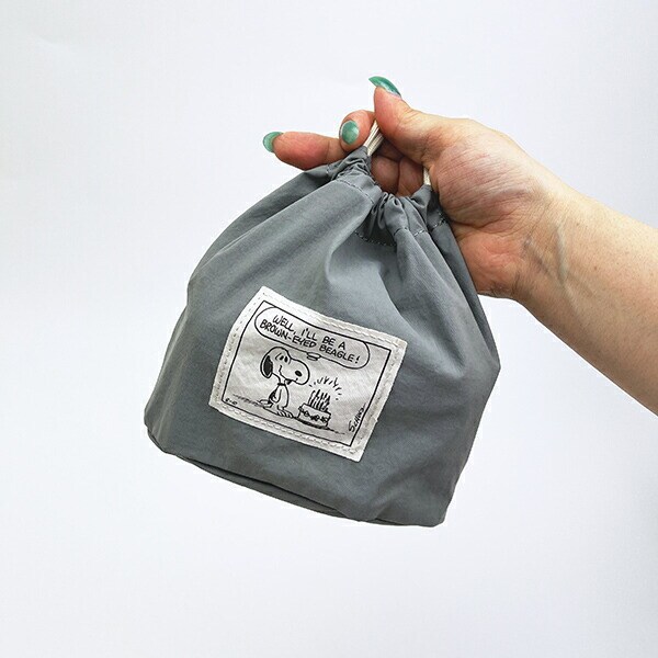 スヌーピー 巾着付きスーベニアトートバッグ (ライトグレー) トラベル SNOOPY