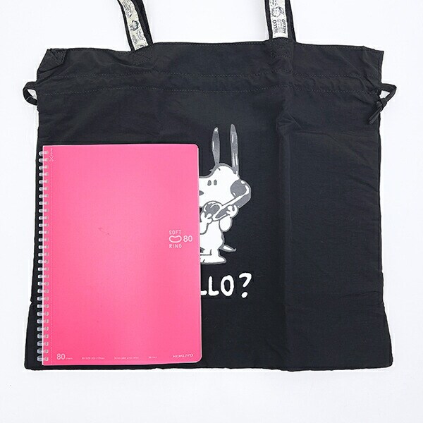 スヌーピー 巾着トートバッグ (ブラック) トラベル SNOOPY