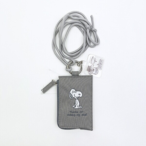 スヌーピー キーパスケース付きスマホショルダー (ライトグレー) トラベル SNOOPY