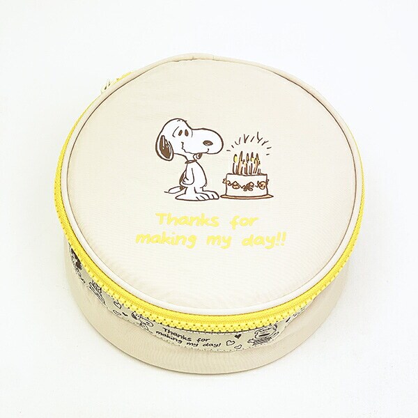スヌーピー サークルコスメポーチ アイボリー トラベル SNOOPY