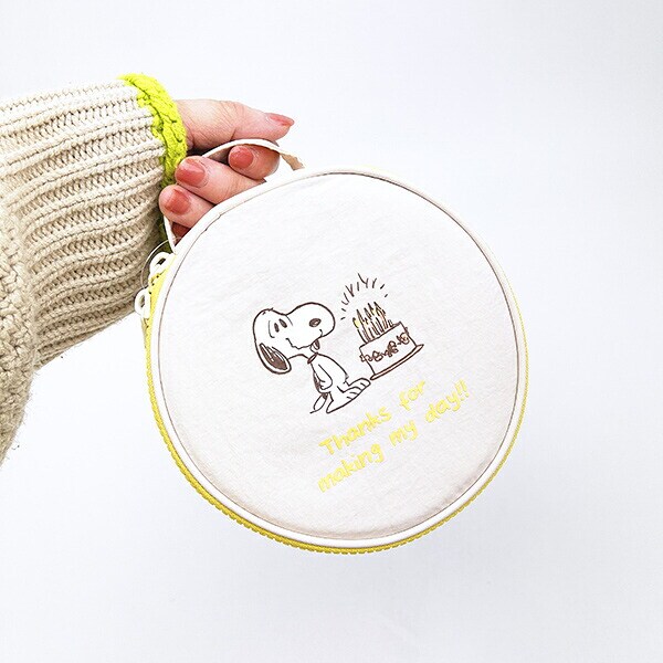 スヌーピー サークルコスメポーチ アイボリー トラベル SNOOPY