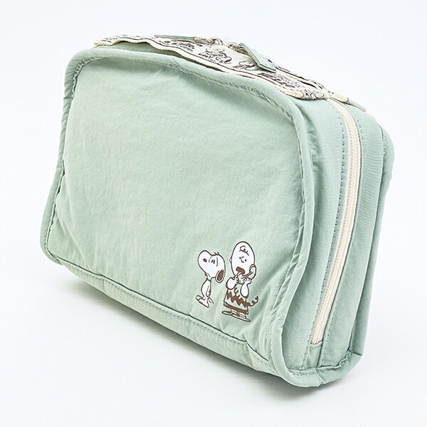 スヌーピー チャーリーブラウン 仕切りたくさんポーチ トラベル グリーン SNOOPY