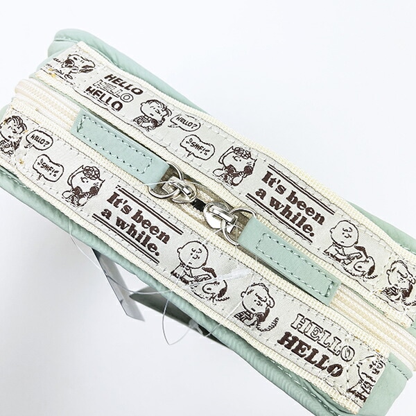 スヌーピー チャーリーブラウン 仕切りたくさんポーチ トラベル グリーン SNOOPY