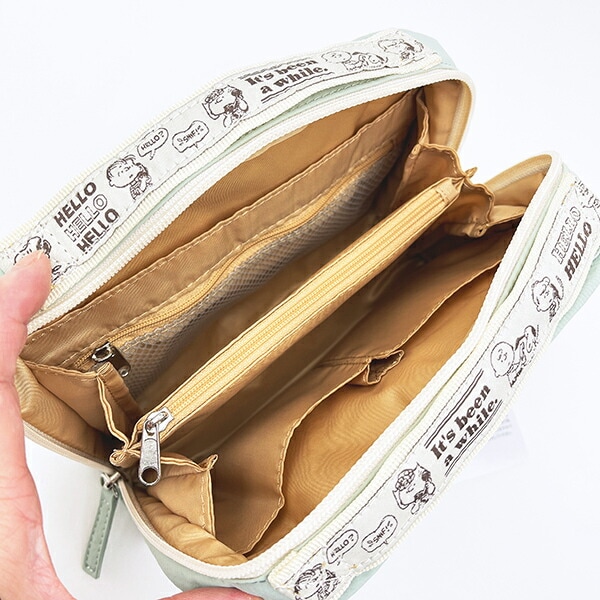 スヌーピー チャーリーブラウン 仕切りたくさんポーチ トラベル グリーン SNOOPY