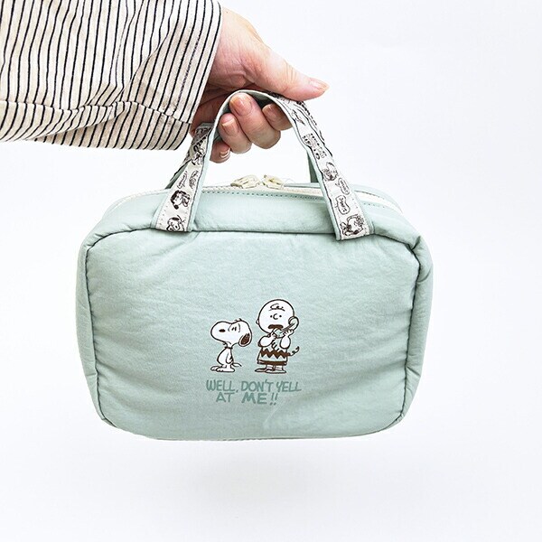 スヌーピー 2WAY吊下げポーチ トラベル グリーン SNOOPY