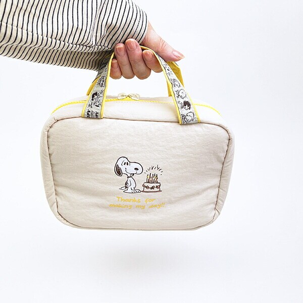 スヌーピー 2WAY吊下げポーチ トラベル アイボリー SNOOPY