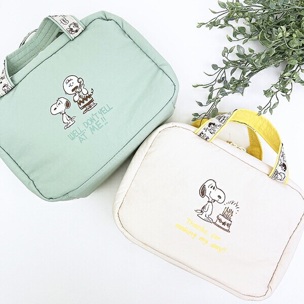 スヌーピー 2WAY吊下げポーチ トラベル アイボリー SNOOPY