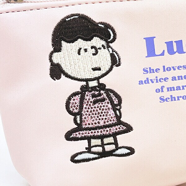 スヌーピー ルーシー ミニ船形ポーチ アップリケ SNOOPY